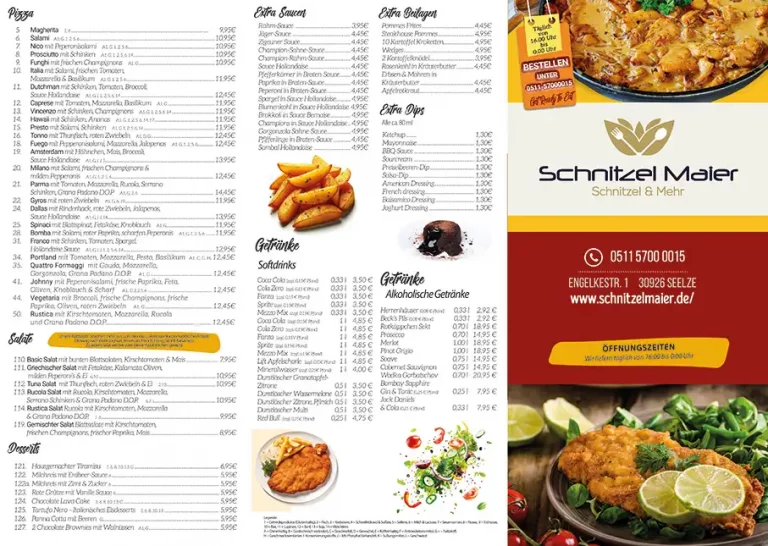Speisekarte Schnitzelmaier