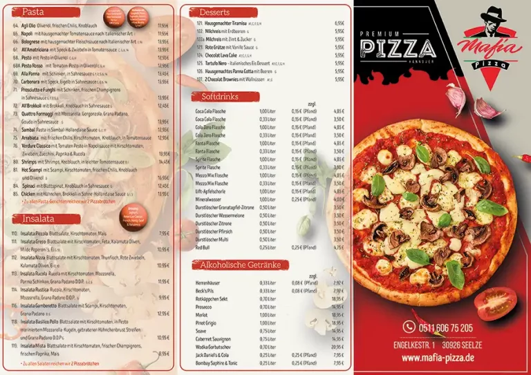 Speisekarte Pizza Mafia