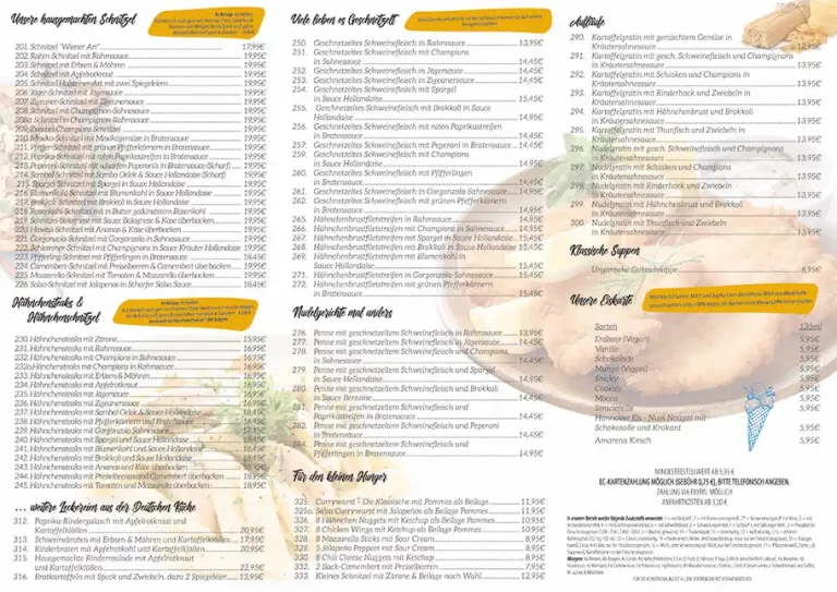 Speisekarte Schnitzelmaier Rueckseite